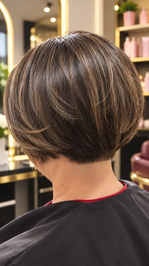 Corte bob com mechas, vista da nuca